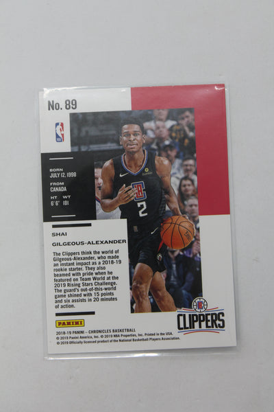 Shai Gilgeous Alexander 2018 Panini Chronicles Rookie Card