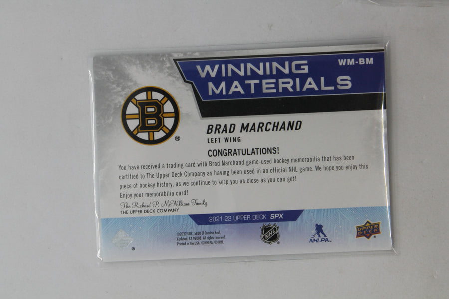 Brad Marchand 2021-22 SPX - Winning Materials #WM-BM Jersey Card