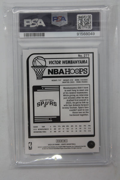 Victor Wembanyama 2023-24 Panini NBA Hoops Rookies Rookie Card PSA MINT 9