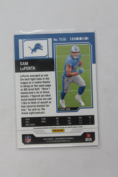 Sam LaPorta 2023 Panini Contenders Rookie Ticket Swatches - Rookie Year