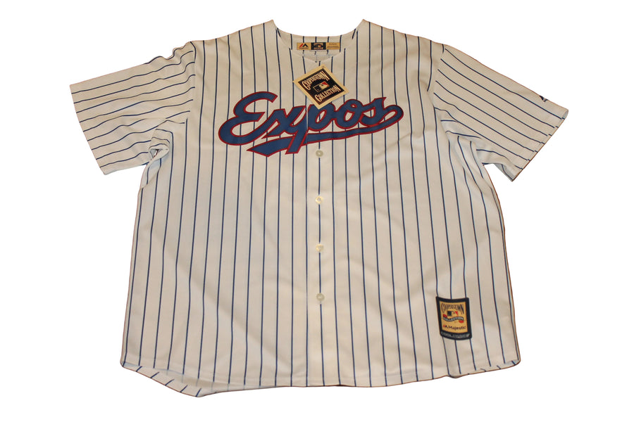 MLB Montreal Expos Gary Carter #8 Men's Majestic Cooperstown Collection Baseball Jersey - XLarge (Stripes)