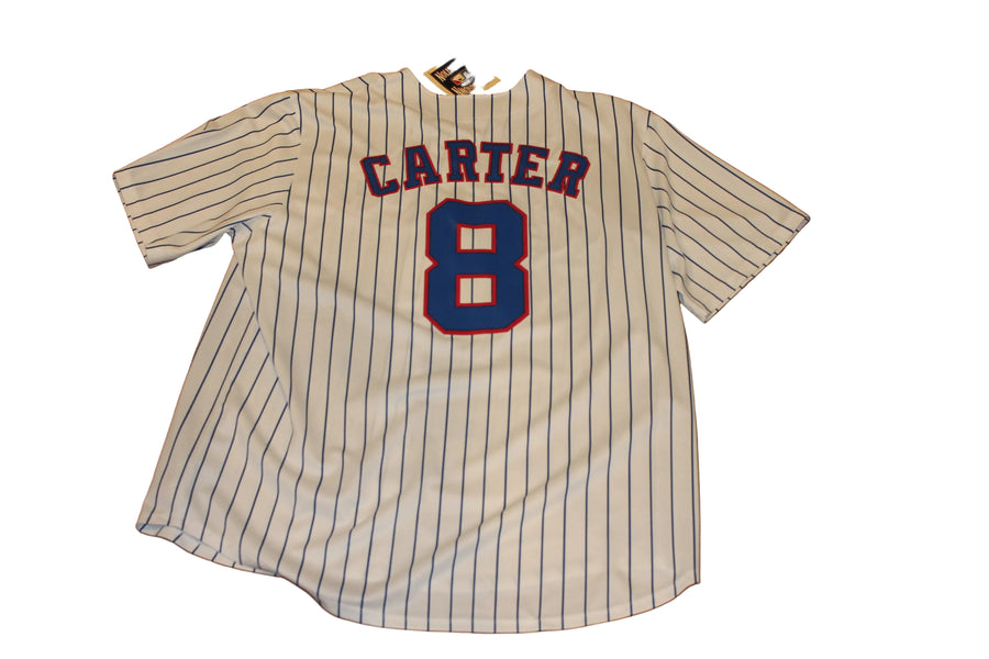 MLB Montreal Expos Gary Carter #8 Men's Majestic Cooperstown Collection Baseball Jersey - XLarge (Stripes)