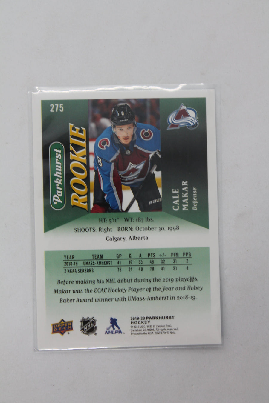 Cale Makar 2019-20 Upper Deck Parkhurst - Rookies - Rookie Card