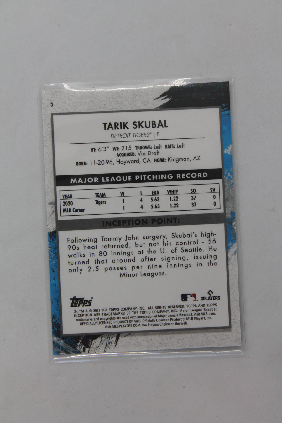 Tarik Skubal 2021 Topps Inception Rookie Card