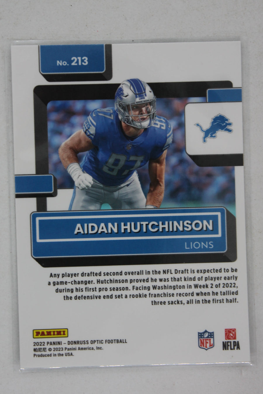 Aidan Hutchinson 2022 Panini Donruss Optic Rated Rookie Rookie Card