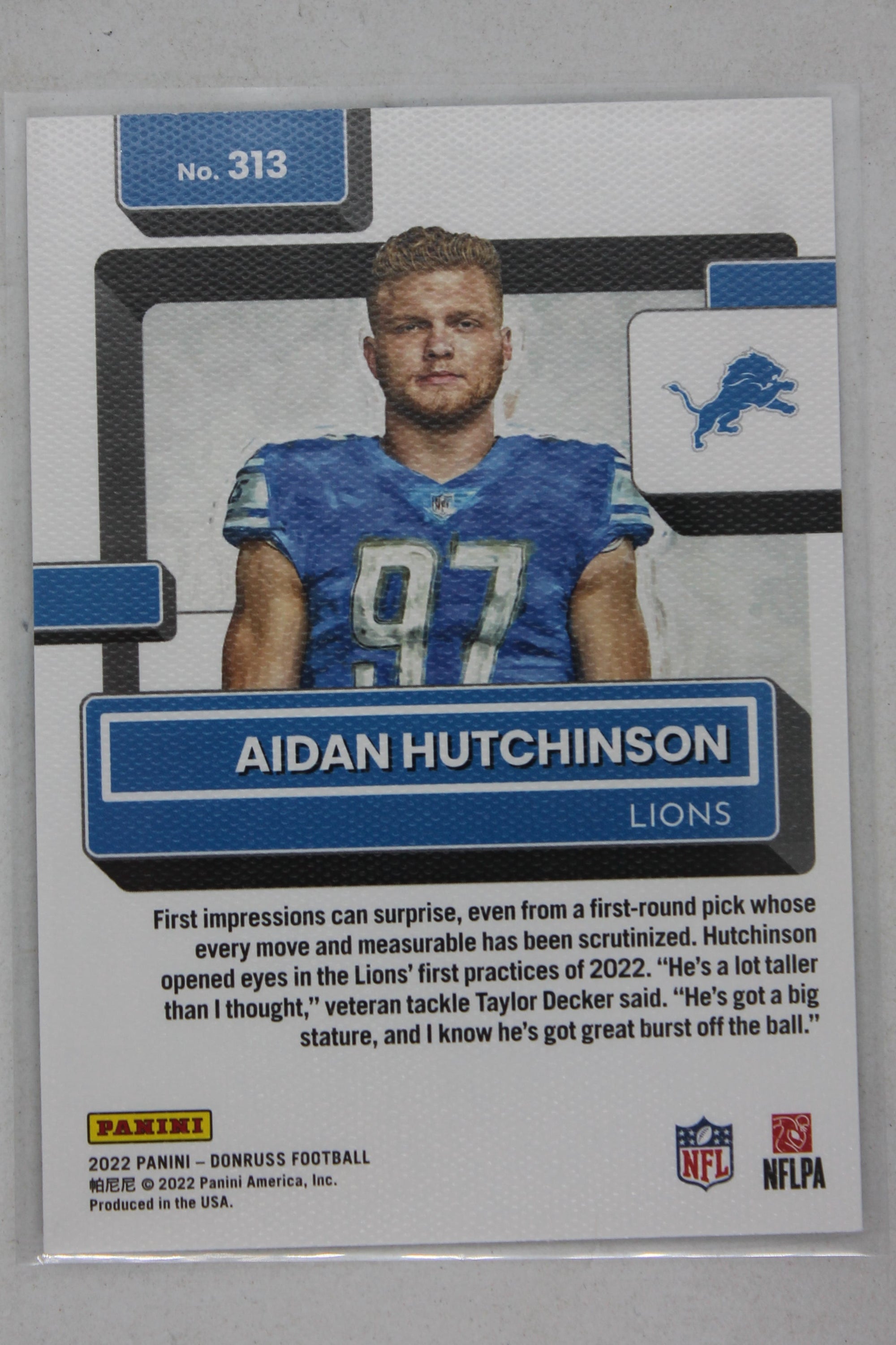 Aidan Hutchinson 2022 Panini Donruss Rated Rookie Rookie Card