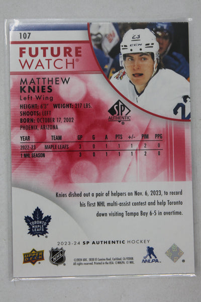 Matthew Knies 2023-24 Upper Deck SP Authentic Red Rookie Future Watch Card