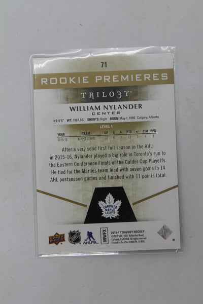 William Nylander 2016-17 Upper Deck Trilogy - Rookie Premiere Level 1 Rookie Card #037/999