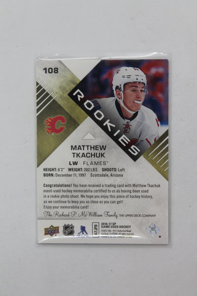 Matthew Tkachuk 2016-17 SP Game-Used Gold Rookie Card #375/399