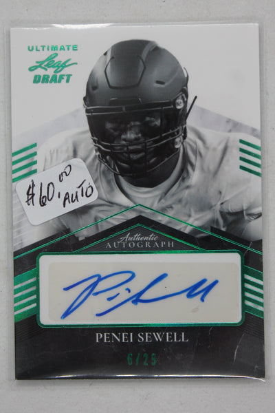 Penei Sewell 2021 Leaf Altimate Draft - Portrait Autographs - Black & White #PA-PS1 #6/25  Rookie Year Card