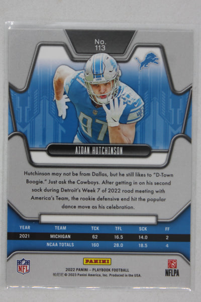 Aidan Hutchinson 2022 Panini Playbook Purple Rookies Rookie Card