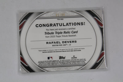 Rafael Devers Topps Tribute - Triple Relics Green Card #92/99