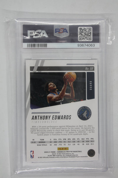 Anthony Edwards 2020-21 Panini Chronicles Prestige - Graded Rookie Card PSA 8