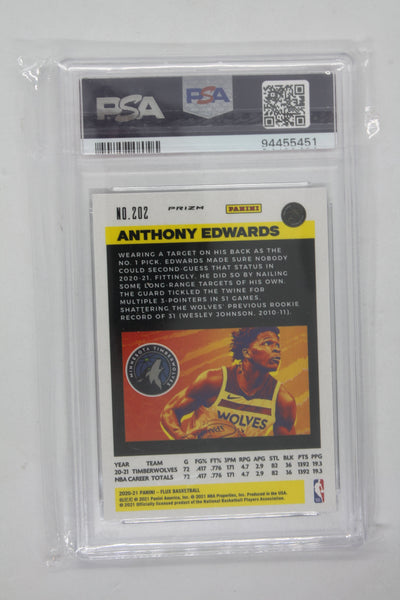 Anthony Edwards 2020-21 Panini Flux Pulsar Prizm - Graded Rookie Card PSA 8