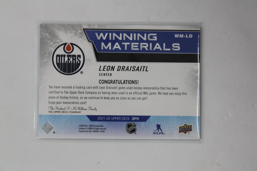 2021-22 UD SPX Leon Draisaitl Winning Materials Jersey Card