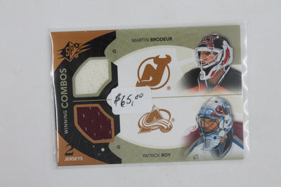 2011-12 SPx - Winning Combos #WC-MP Patrick Roy, Martin Brodeur  - Jersey Card