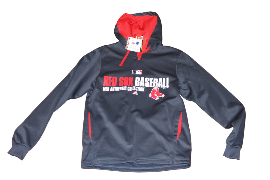 MLB Boston Red Sox Men's Therma Base 1/4 Zip Hoodie - Majestic Authentic Collection