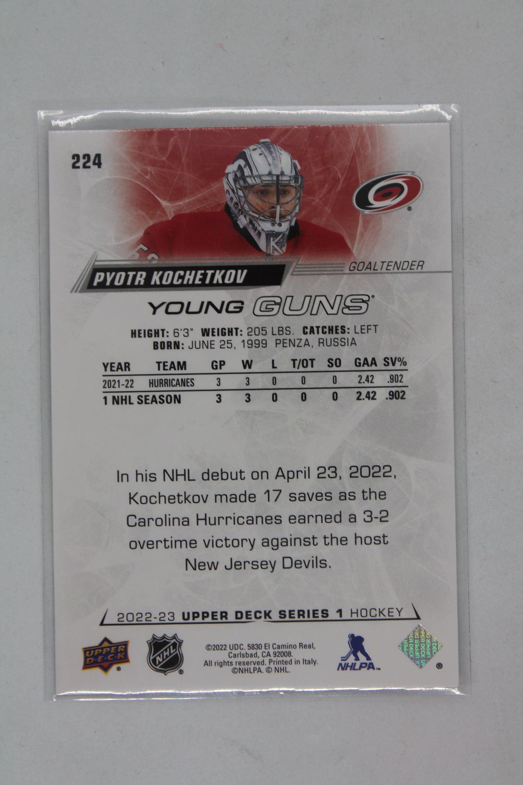 Pyotr Kochetkov 2022-23 Upper Deck Young Rookie Card
