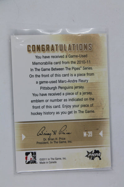 Marc-Andre Fleury 2010-11 In the Game Between the Pipes - Game-Used Jersey Card