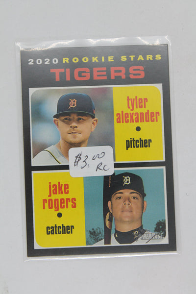 Tyler Alexander & Jake Rogers 2020 Topps Heritage Rookie Stars Rookie Card