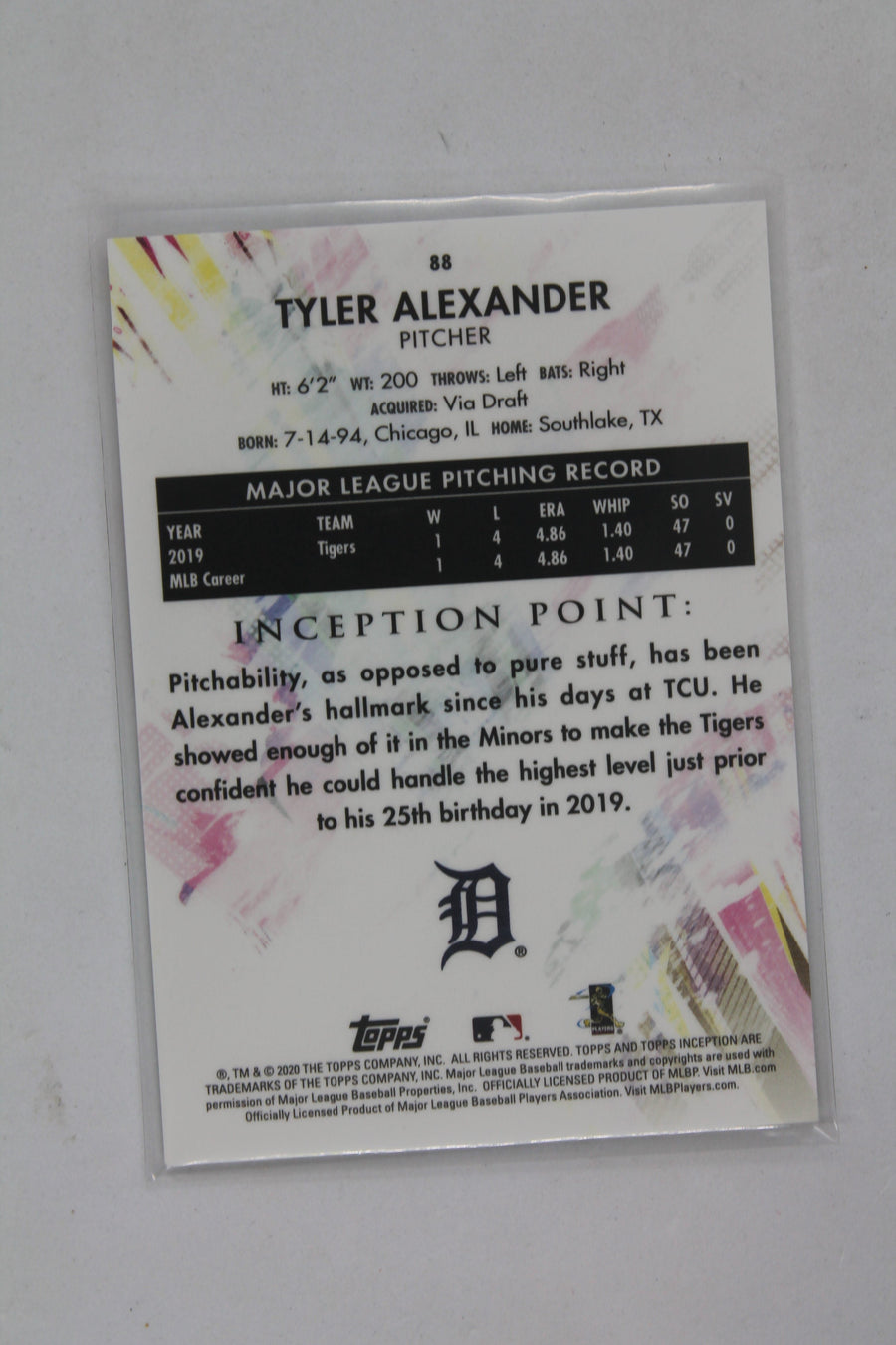 Tyler Alexander 2020 Topps Inception Rookie Card