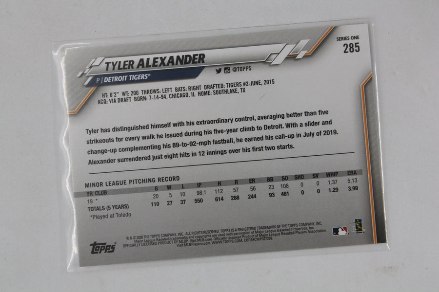 Tyler Alexander 2020 Topps Rookie Card