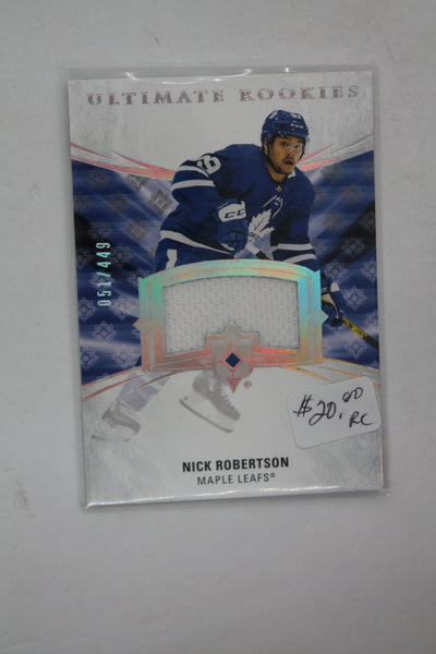 Nick Robertson 2020-21 Upper Deck Ultimate Collection - Jersey Relics - Ultimate Rookies RC -  #51/449