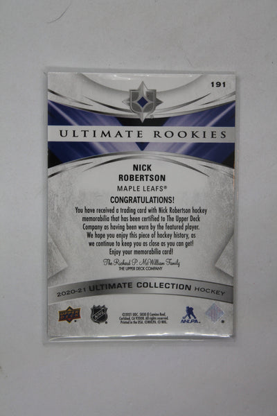 Nick Robertson 2020-21 Upper Deck Ultimate Collection - Jersey Relics - Ultimate Rookies RC -  #51/449