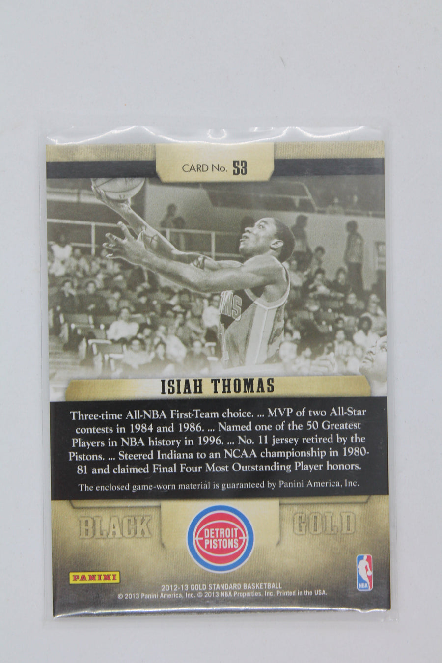 Isiah Thomas Panini Gold Standard - Black Gold Jersey Card #25/49