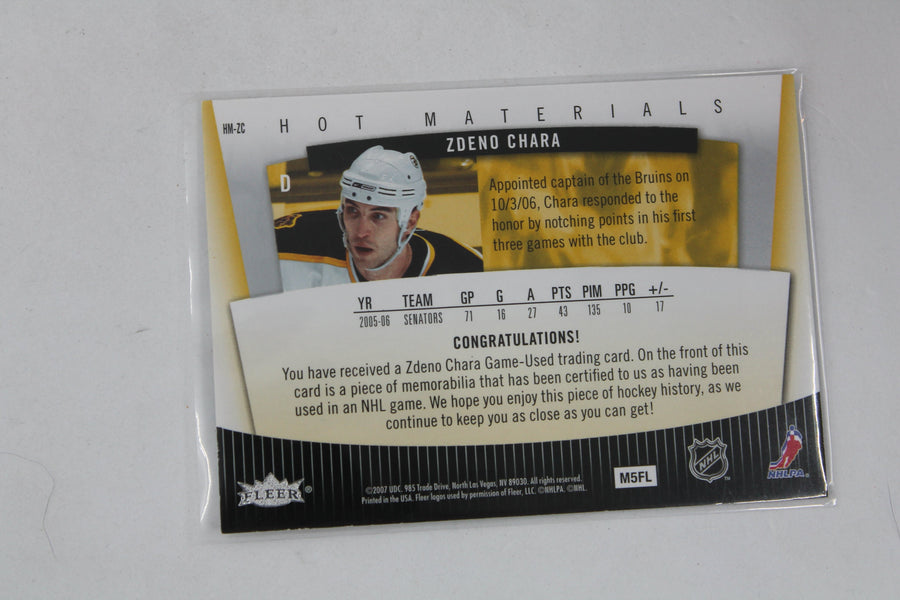 Zdeno Chara 2006-07 Fleer Hot Prospects - Hot Materials Jersey Card