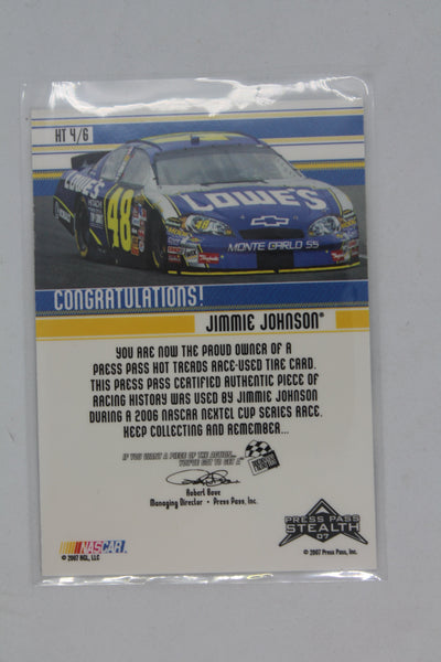 Jimmie Johnson 2007 Press Pass - Multi-Product Insert Hot Treads - #HT 4 - Tire Card