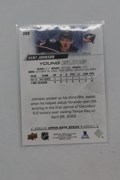 Kent Johnson 2022-23 Upper Deck Series 1 Young Guns Rookie Card