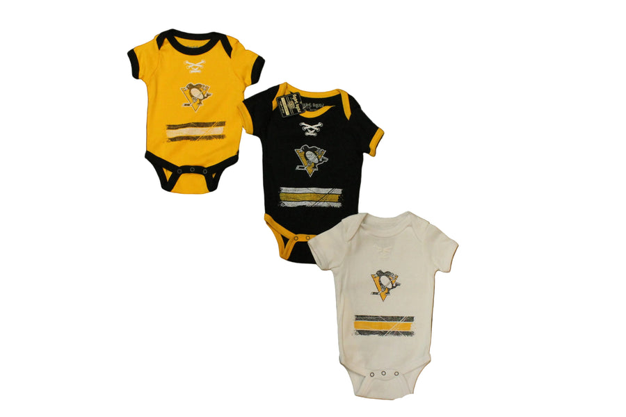 NHL Pittsburgh Penguins Old Time Hockey 3 piece Infant Creeper Set