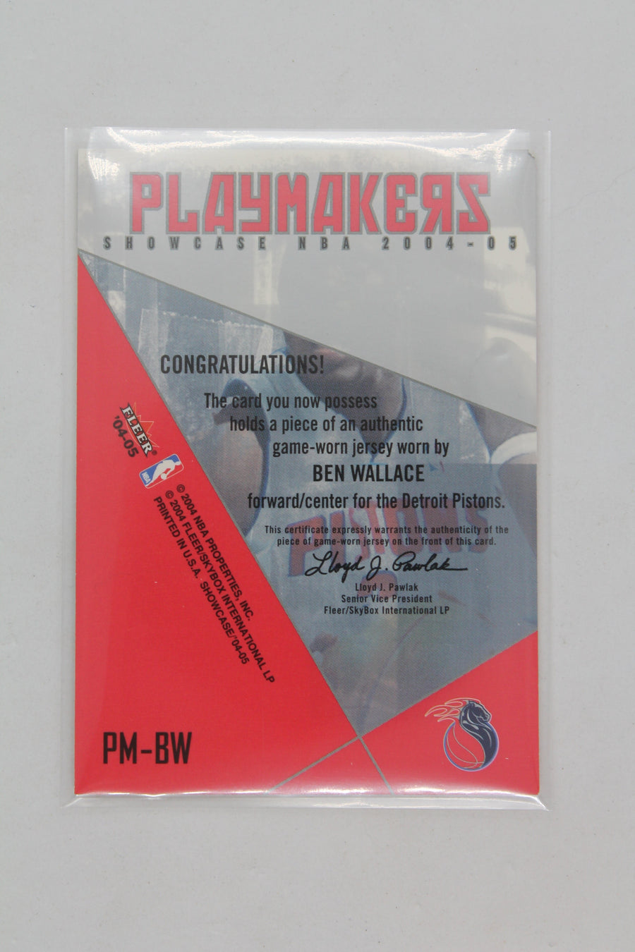 2004-05 Fleer Showcase - Playmakers Jersey - #PM-BW Ben Wallace