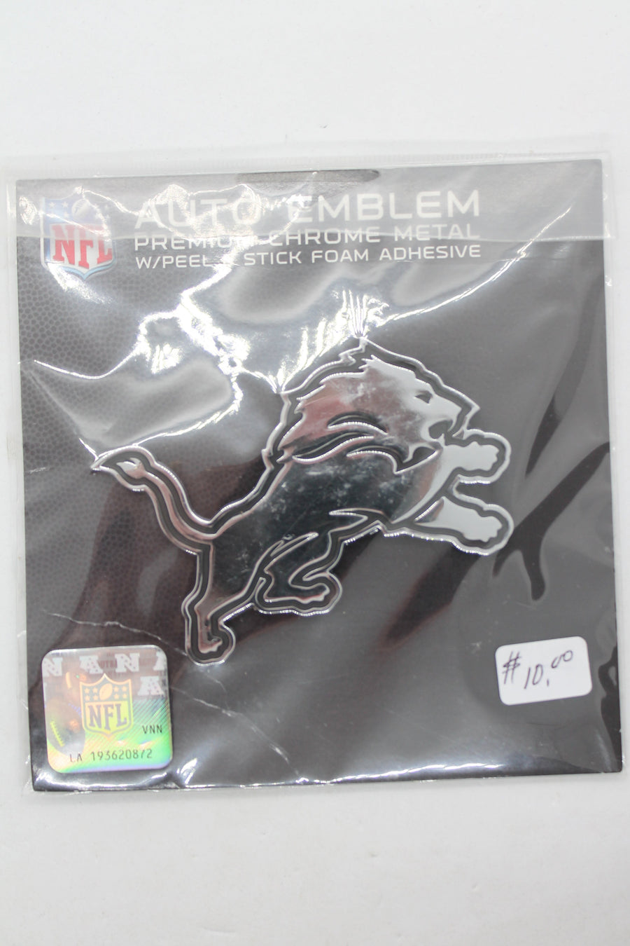 NFL Detroit Lions Adhesive Premium Chrome Metal Logo - Auto Emblem