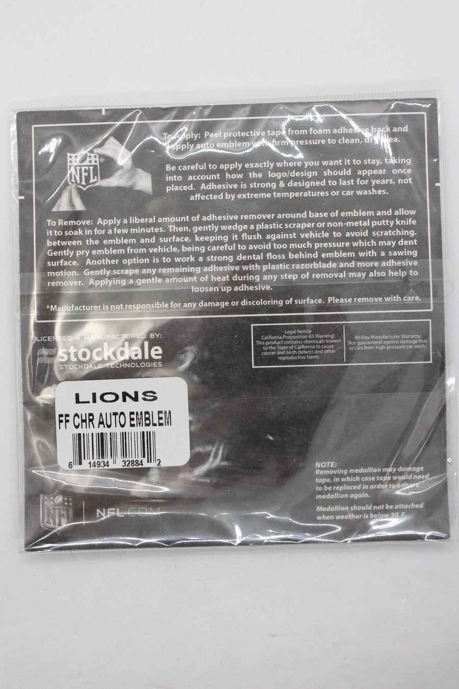 NFL Detroit Lions Adhesive Premium Chrome Metal Logo - Auto Emblem