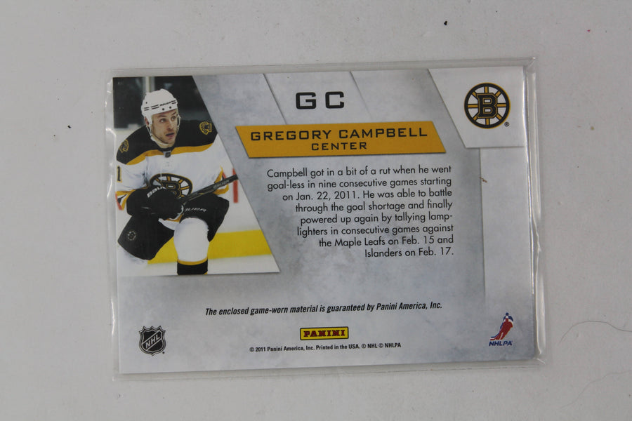 Gregory Campbell 2010-11 Zenith - Winter Warriors Material Jersey Card