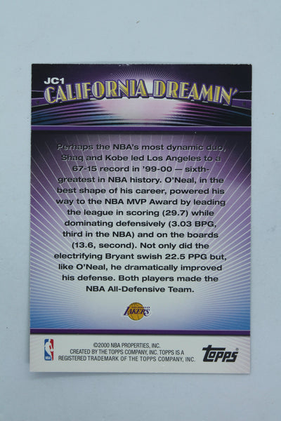 Kobe Bryant & Shaquille O'Neal 2000-01 Topps - Jumbo Combos #JC1 California Dreamin'