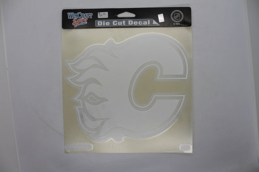 NHL Calgary Flames Perfect Cut Car Decal (8x8) (White)