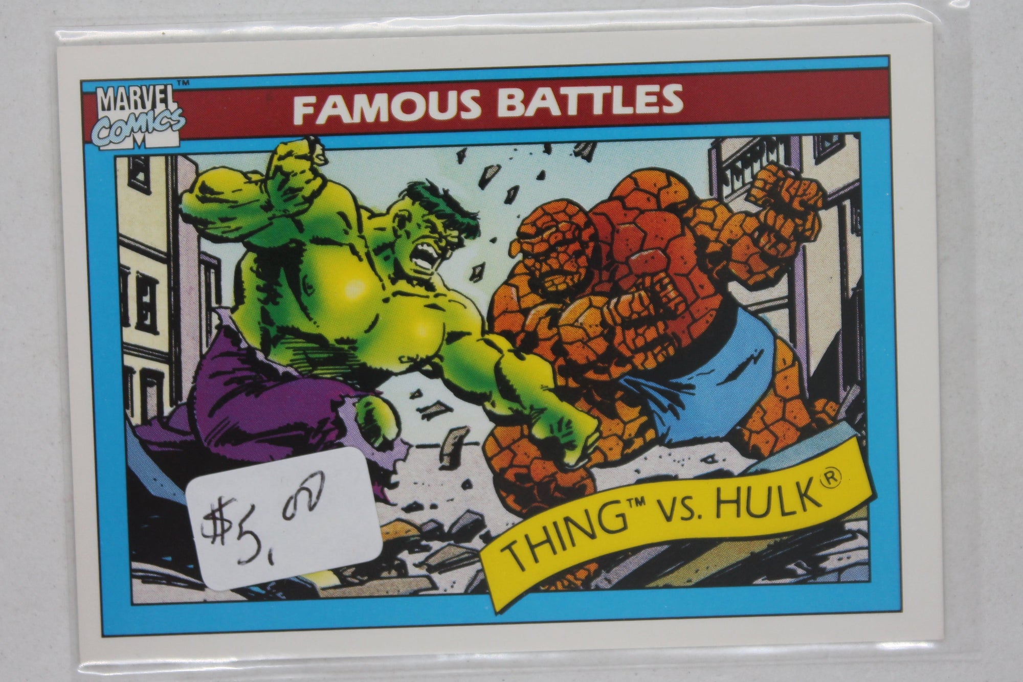 1990 Impel Marvel Universe - [Base] #88 Famous Battles - The Thing vs. Hulk