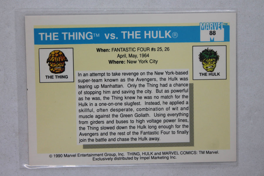 1990 Impel Marvel Universe - [Base] #88 Famous Battles - The Thing vs. Hulk