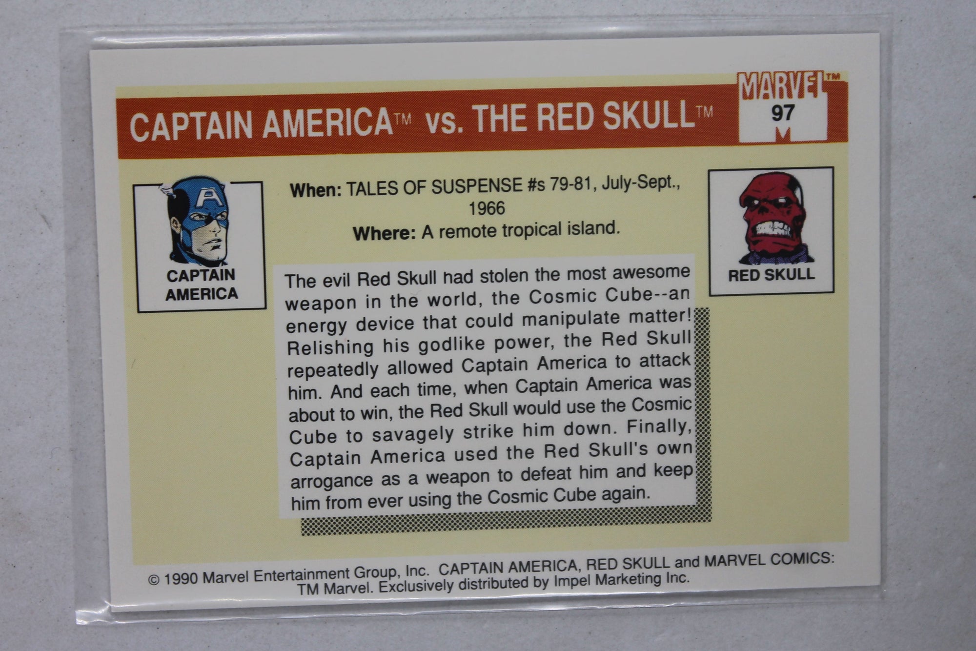 1990 Impel Marvel Universe - [Base] #97 Famous Battles - Captain America vs. Red Skull