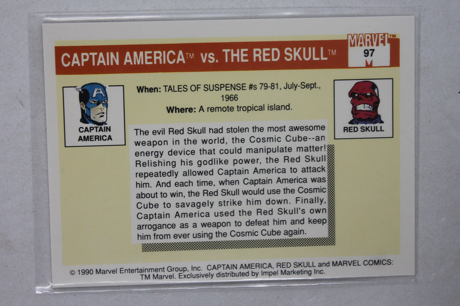 1990 Impel Marvel Universe - [Base] #97 Famous Battles - Captain America vs. Red Skull