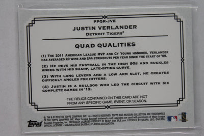 Justin Verlander 2013 Topps Museum Collection - Primary Pieces Quad Relics - #23/75