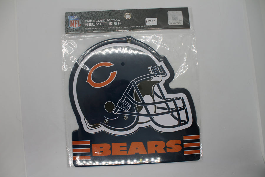 NFL Chicago Bears Embossed Metal Helmet Sign (8x8)