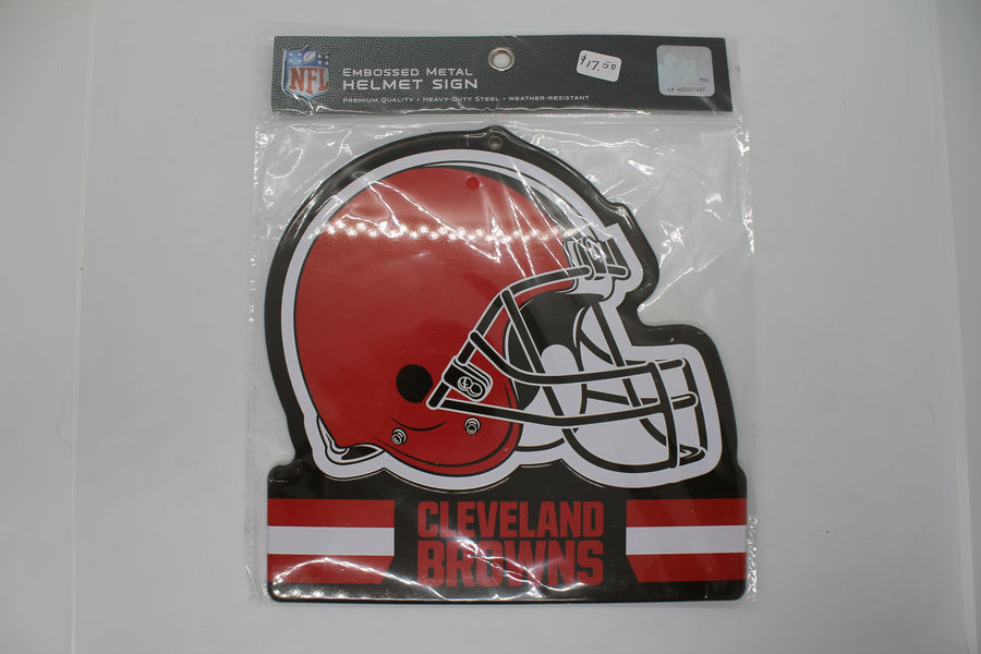 NFL Cleveland Browns Embossed Metal Helmet Sign (8x8)