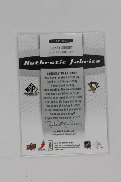 Sidney Crosby  2010-11 SP Game Used Edition - Authentic Fabrics Jersey Card