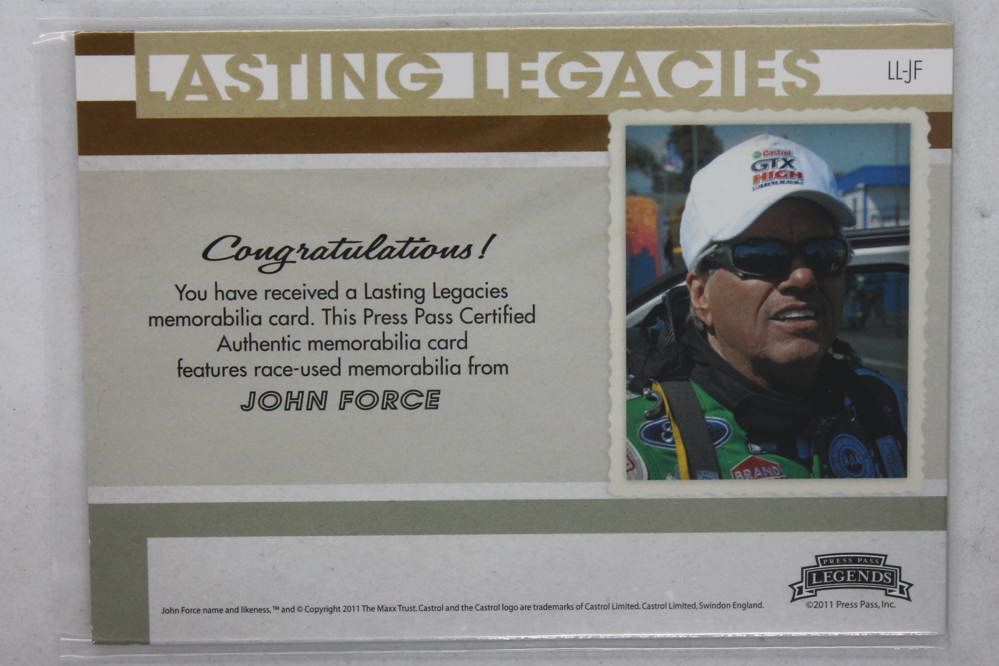 John Force 2011 Press Pass Authentics - Lasting Legacies - Raced Used Boot #12/50