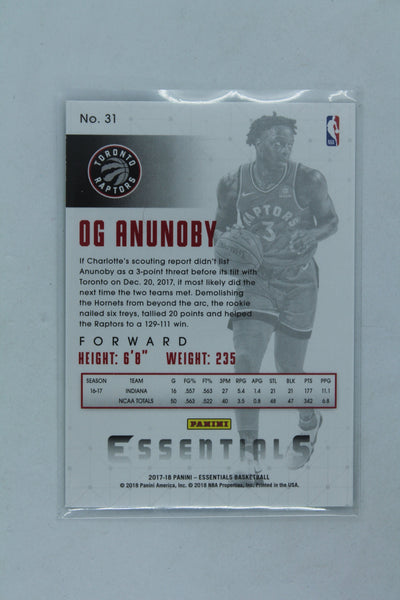 OG Anunoby 2017-18 Panini Essentials Green Rookie Card