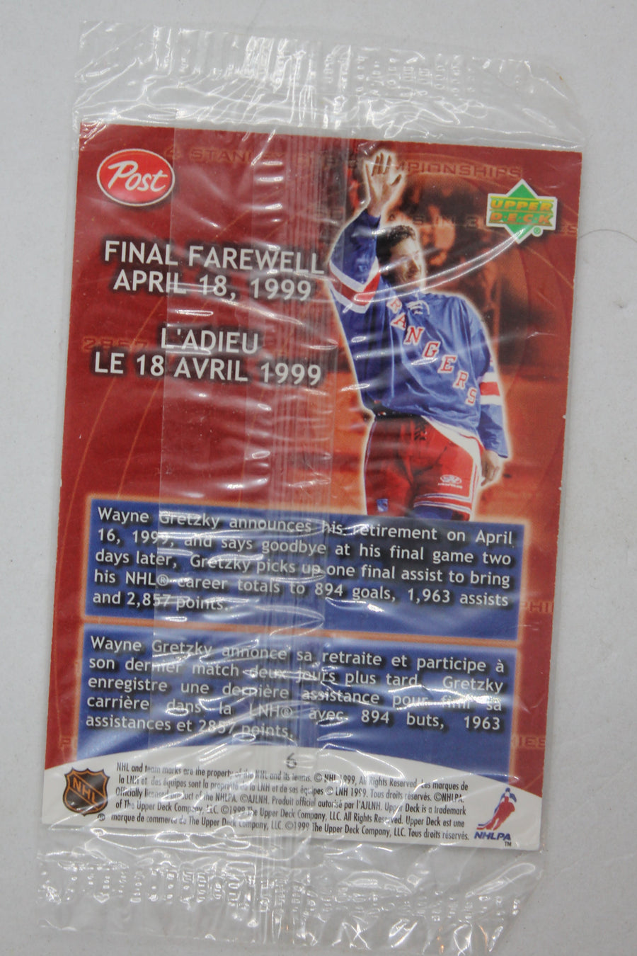 NHL New York Rangers 1999 Upper Deck Post Wayne Gretzky - [Base] #6 Wayne Gretzky [Sealed] Card